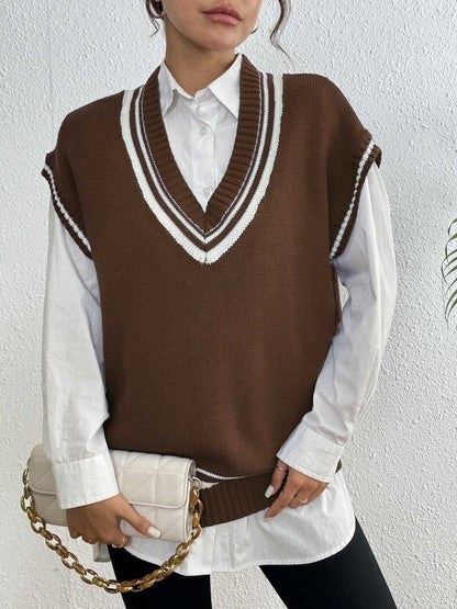 Women Striped Sweater Vest