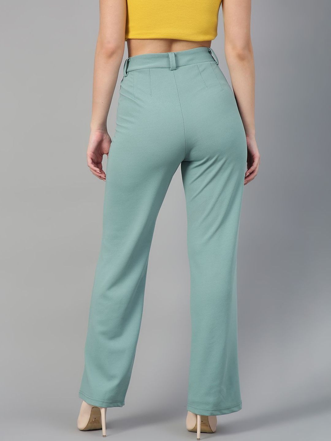 Women High-Rise Regular Fit Easy Wash Trousers