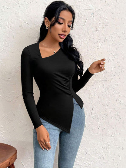 Cotton Top in Black Style 714 - Nowi Korean Fashion