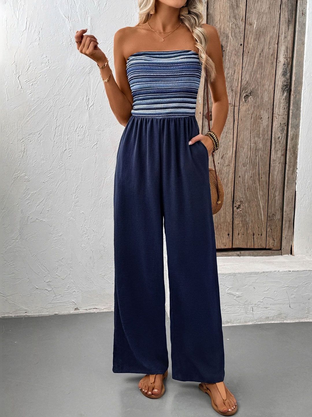 Strapless Basic Jumpsuit - Nowi Korean Fashion