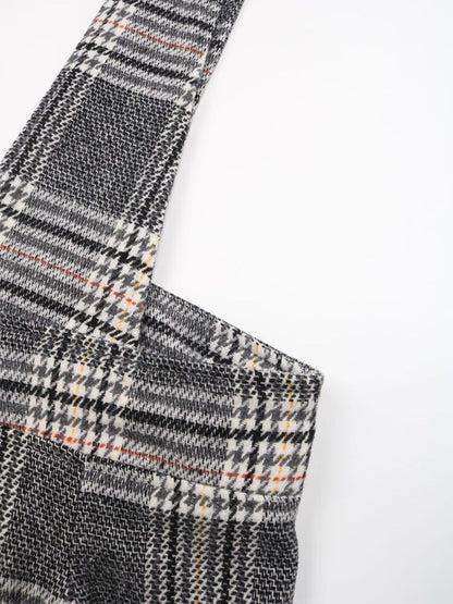 Women's Grey Checked Pinafore Dress