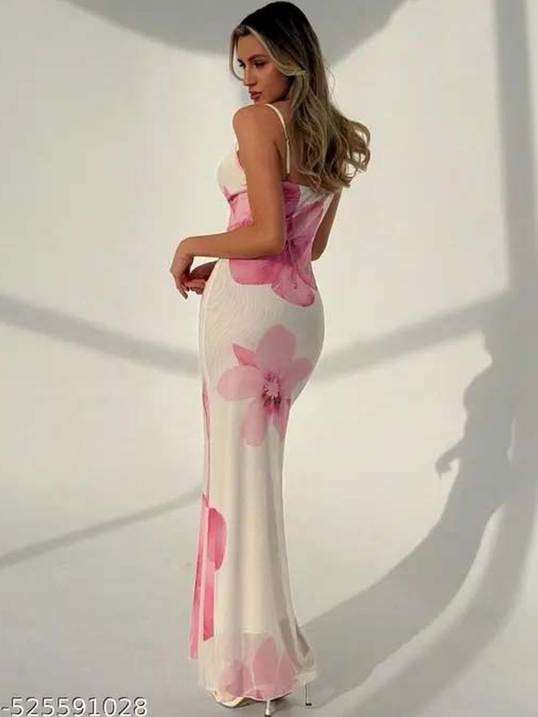 Floral Print Cowl Neck Bodycon Maxi Dress