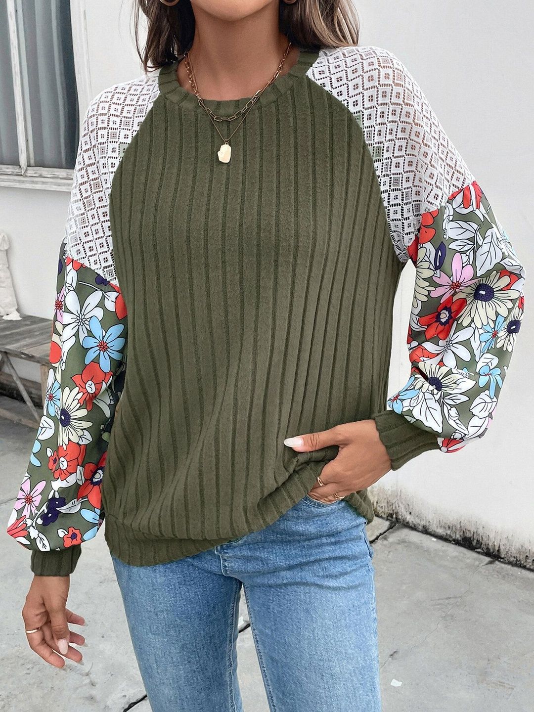 Women Floral Colourblocked T-shirt
