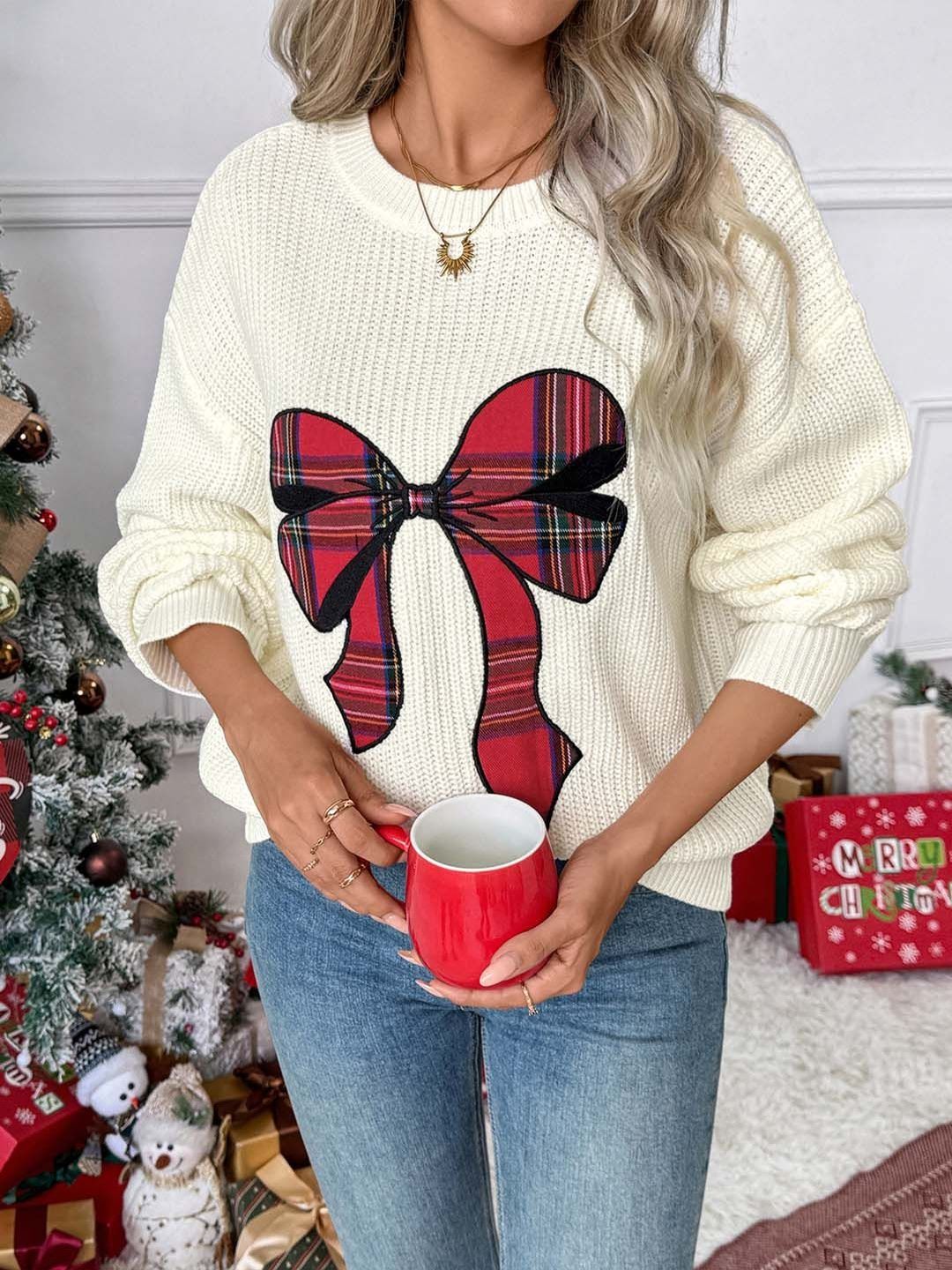 NOWI Women Embroidered Ribbed Pullover