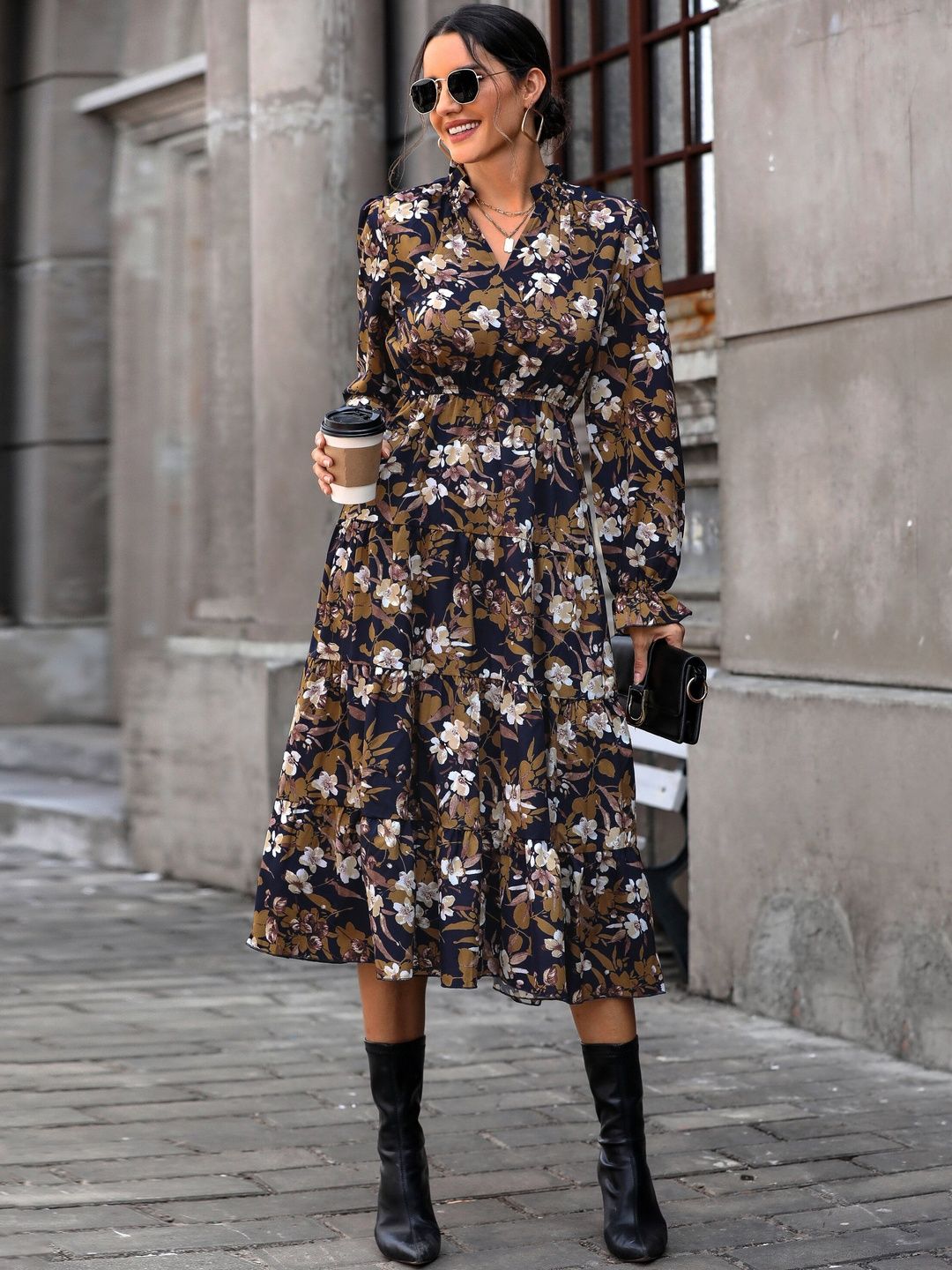 Women's Nowi Floral Print A-Line Midi Dress