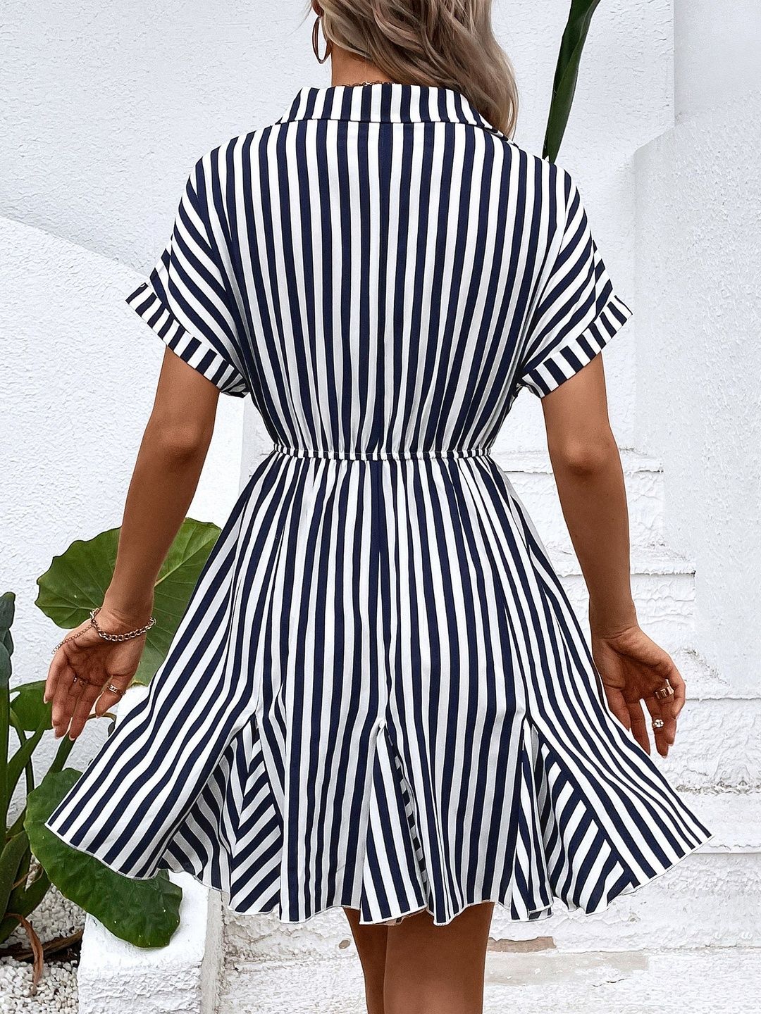 Striped Fit & Flare Dress