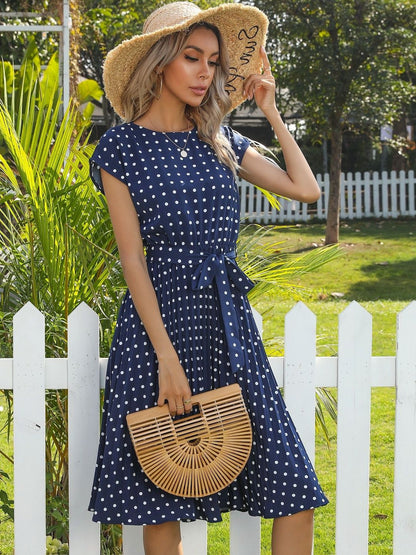 Polka Dot Print Fit & Flare Midi Dress