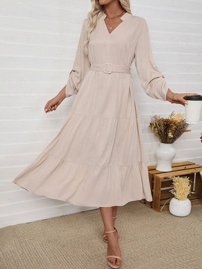 Women's Beige Liva A-Line Midi Dress