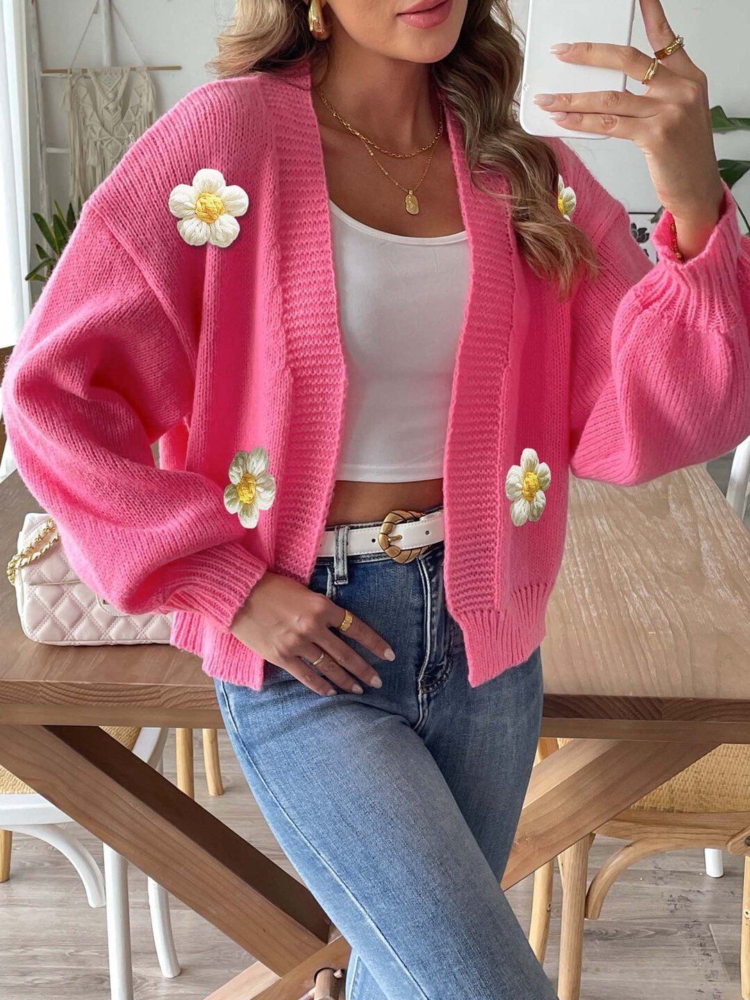 Women Cardigan with Applique Detail