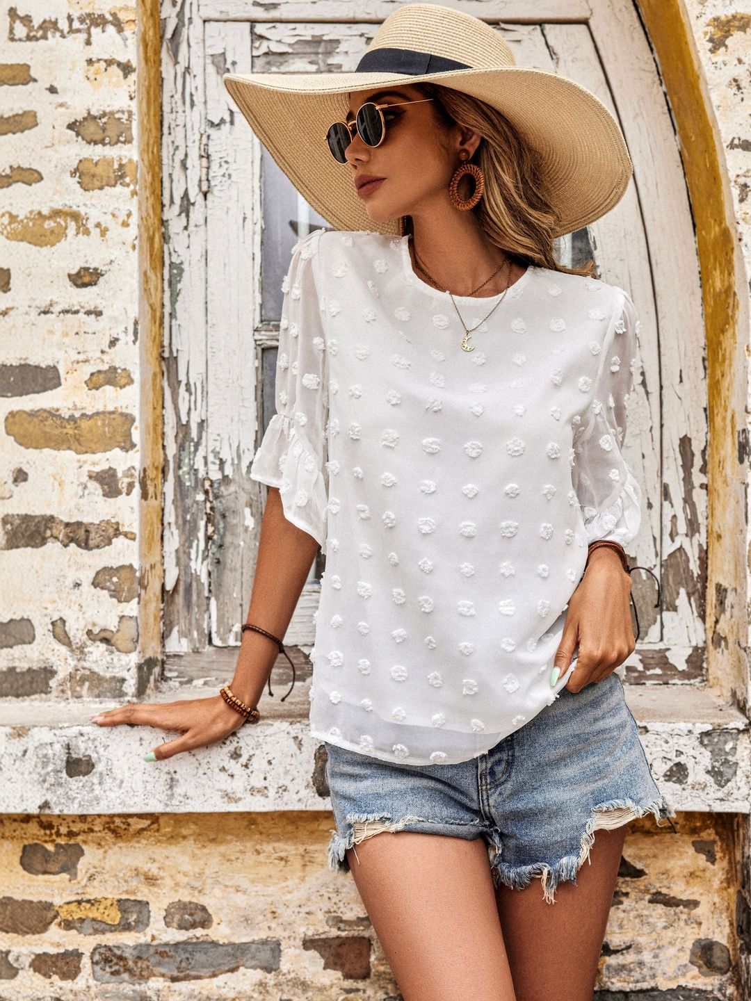Flutter Sleeve Ruffles Top