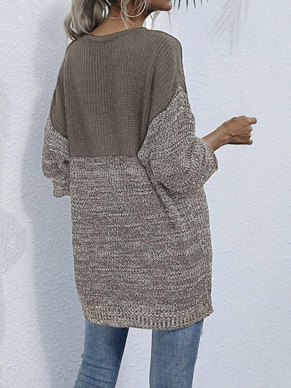 Women's Brown Colourblocked Pullover Blend Printed