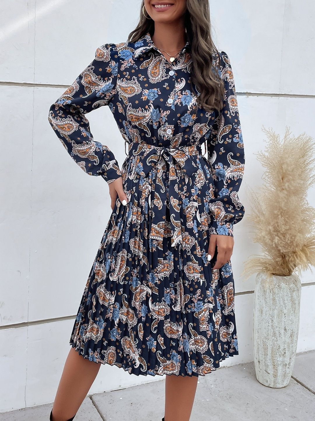 Women's Grey Nowi Print A-Line Dress