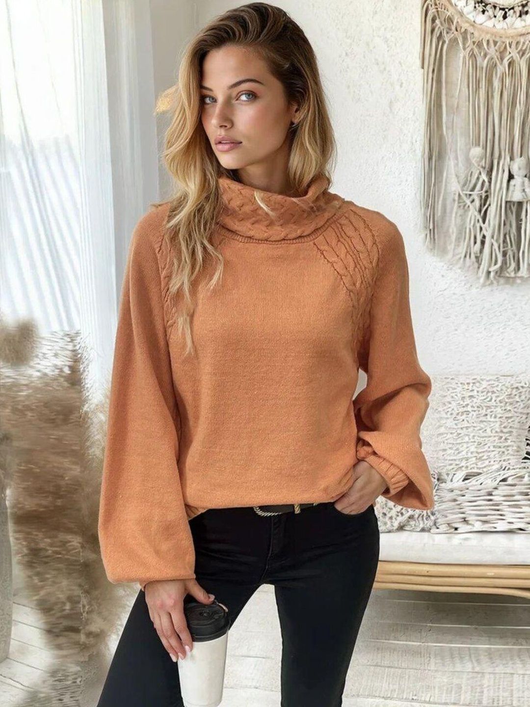 Pullover in Orange cotton - Nowi Korean Fashion