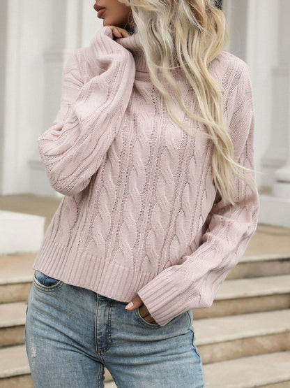 Women's Pink Cable Knit Pullover