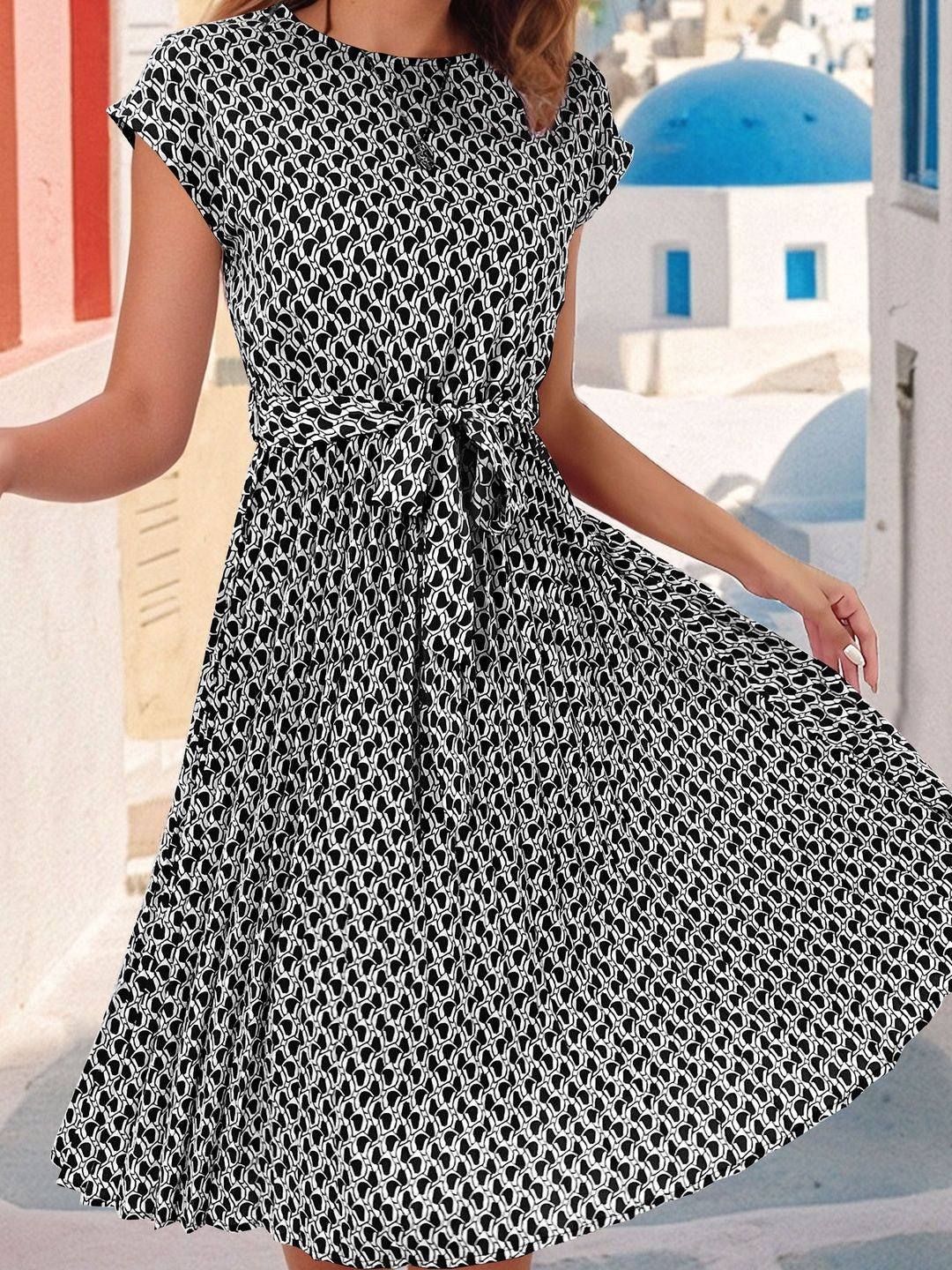 Print A-Line Midi Dress