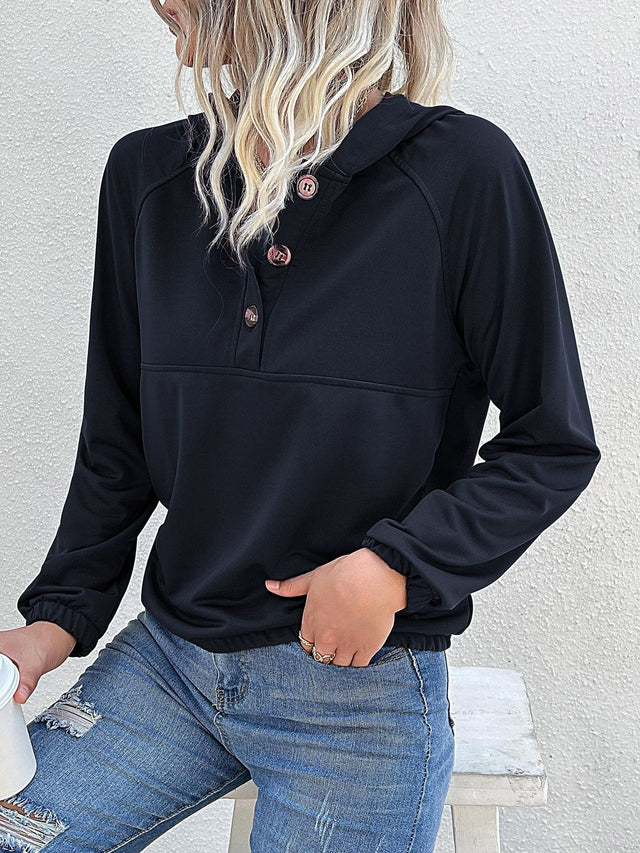 Hooded Sweatshirt in Black Cotton Style 41 - Nowi Korean Fashion