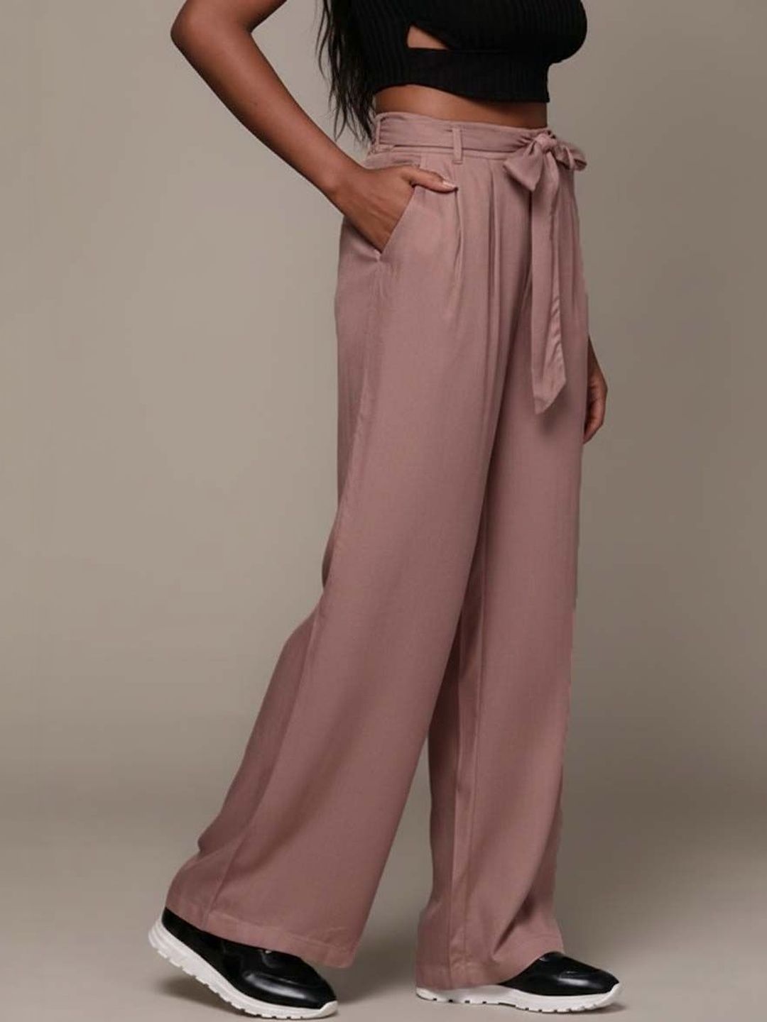 Women High-Rise Wrinkle Free Pleated Trousers