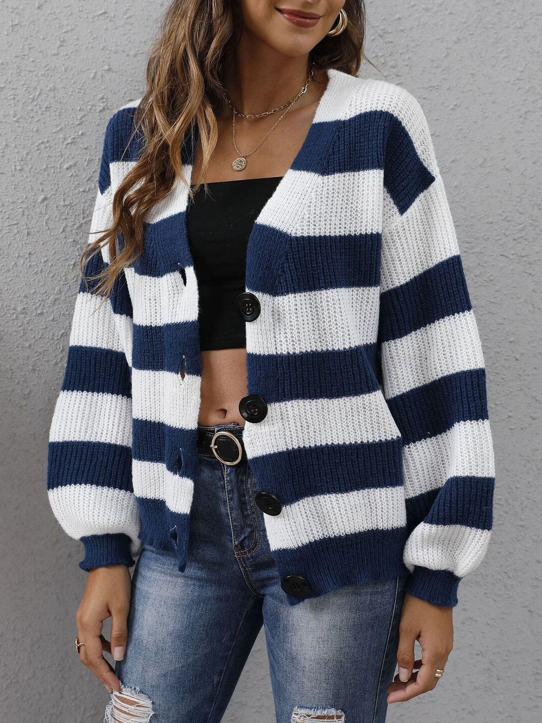 Women Striped Cardigan