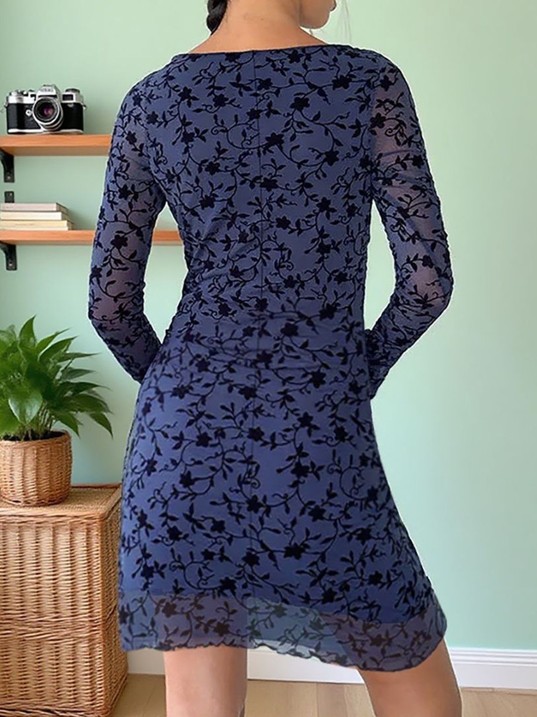 NOWI Floral Print Flared Sleeve Sheath Dress