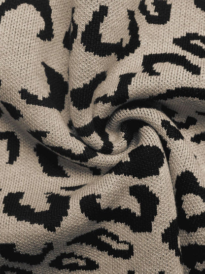 Women's Beige Animal Printed Pullover Blend Regular Fit