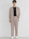 Shawl Neck Three-Quarter Sleeves Blazer with Trousers