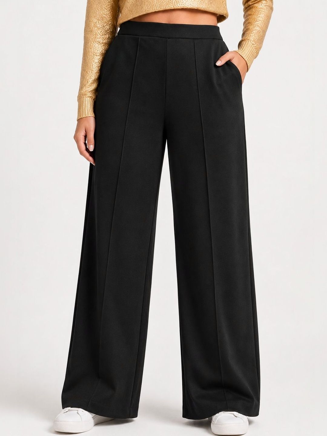 Women Relaxed High-Rise Easy Wash Trousers