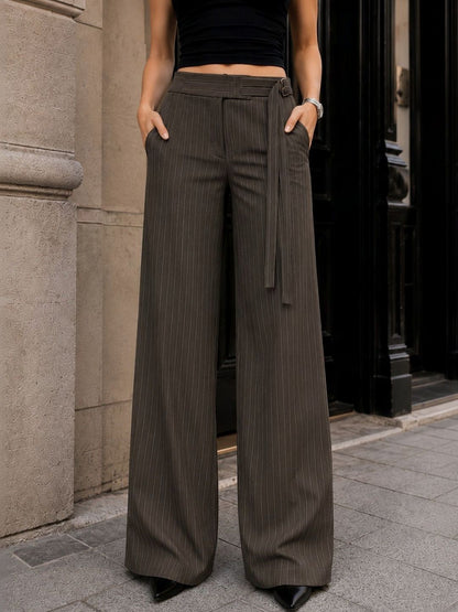 Women Striped Relaxed High-Rise Wrinkle Free Trousers