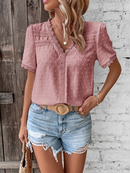 NOWI V-Neck Self Design Top