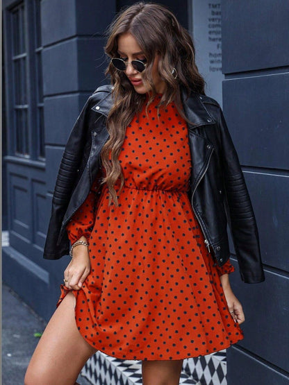 Polka Dot Print A-Line Dress