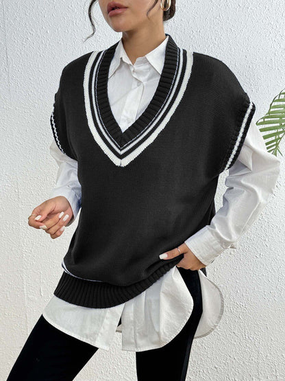 Women Striped Sweater Vest