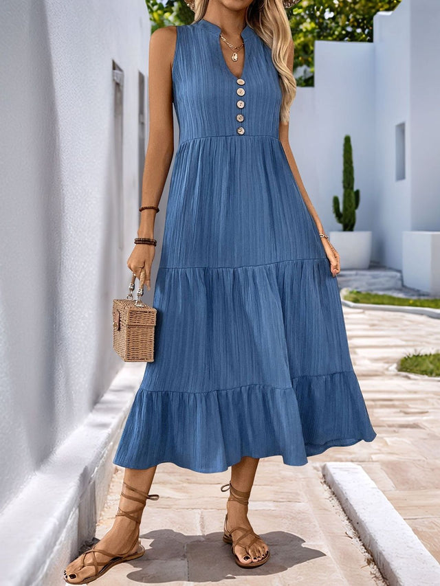 A-Line Midi Dress Style 146 - Nowi Korean Fashion