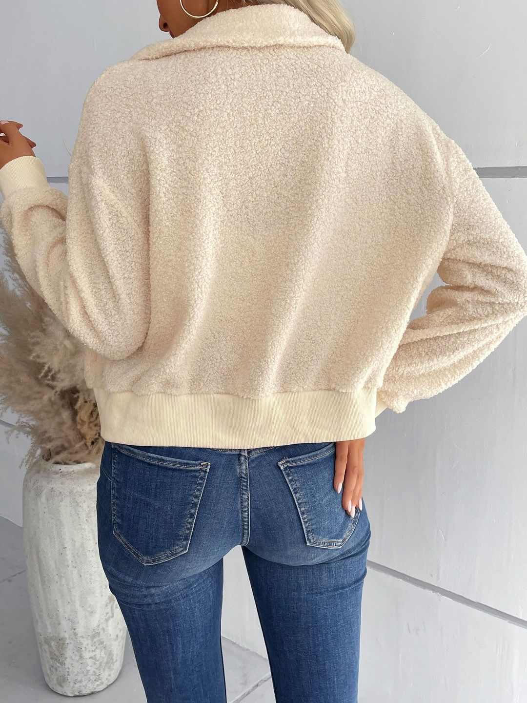 Women Fleece Open Front Jacket