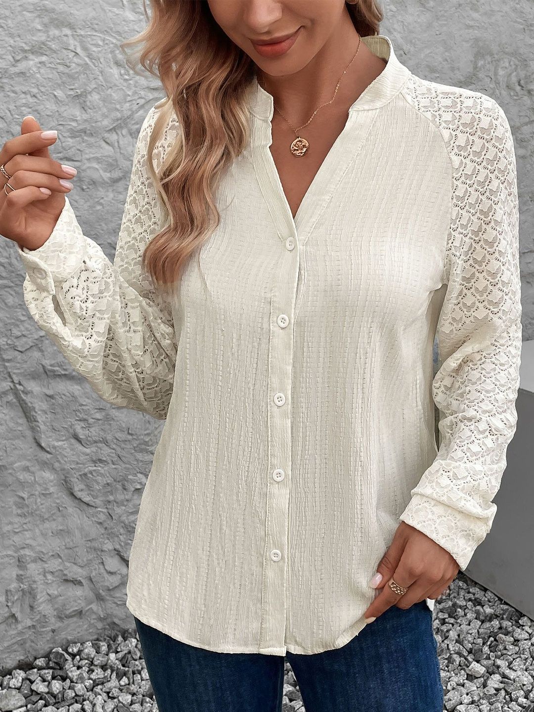 Women Semi Sheer Casual Shirt