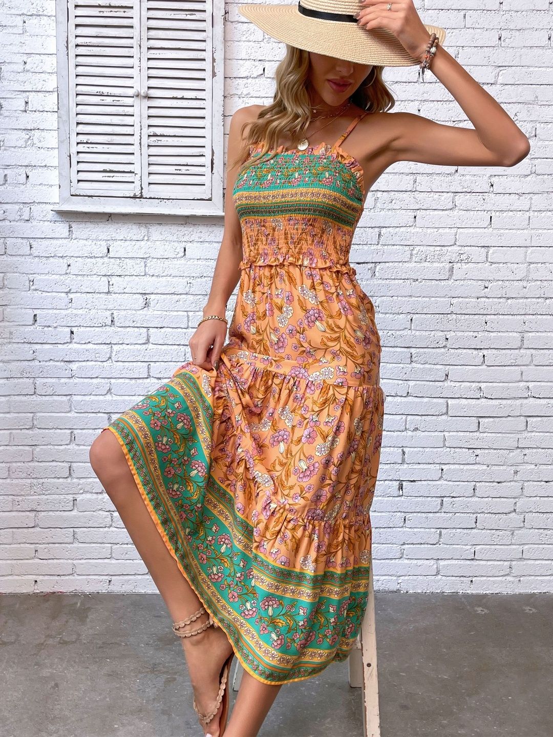 Floral Print Fit & Flare Midi Dress