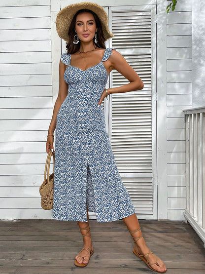 Floral Print A-Line Midi Dress