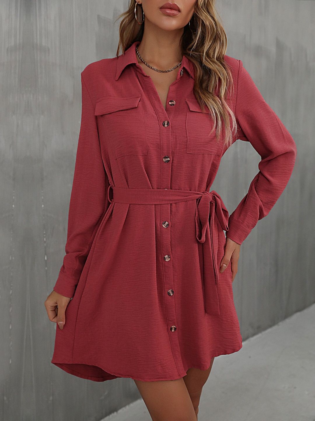 Women's Red Shirt Dress