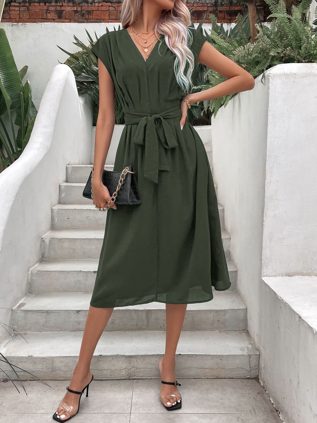 Fit & Flare Midi Dress - Nowi Korean Fashion