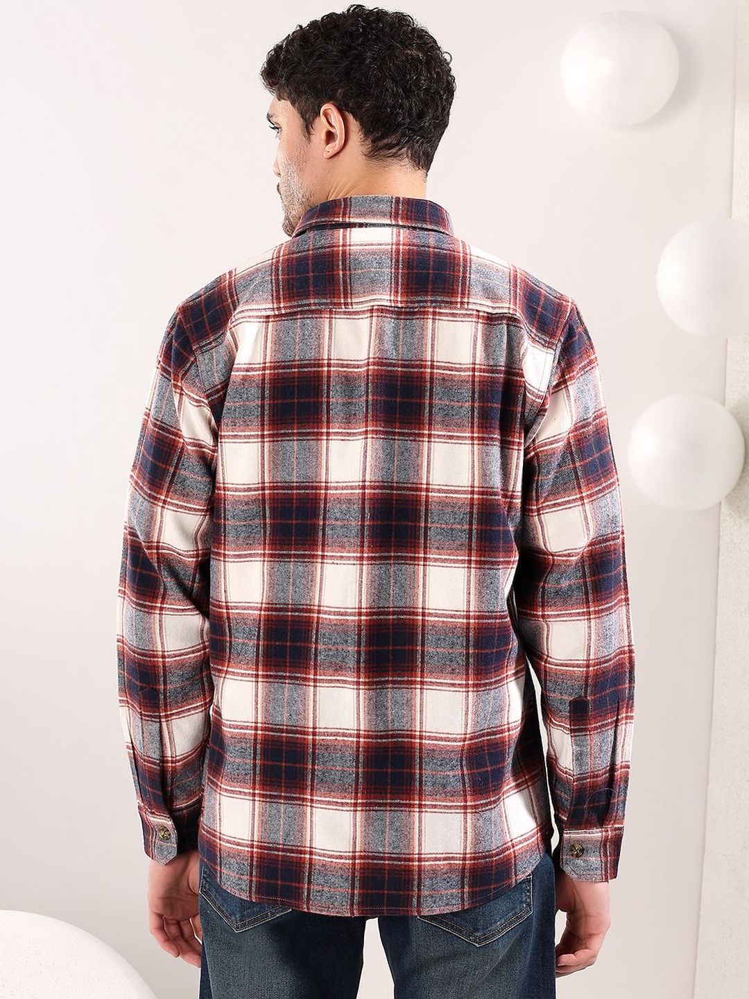 NOWI Men Tartan Checks Checked Casual Shirt