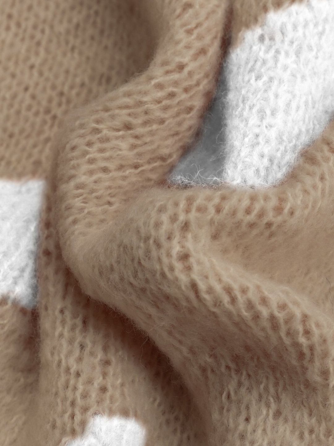 Women's Beige Printed Pullover With Fuzzy Detail