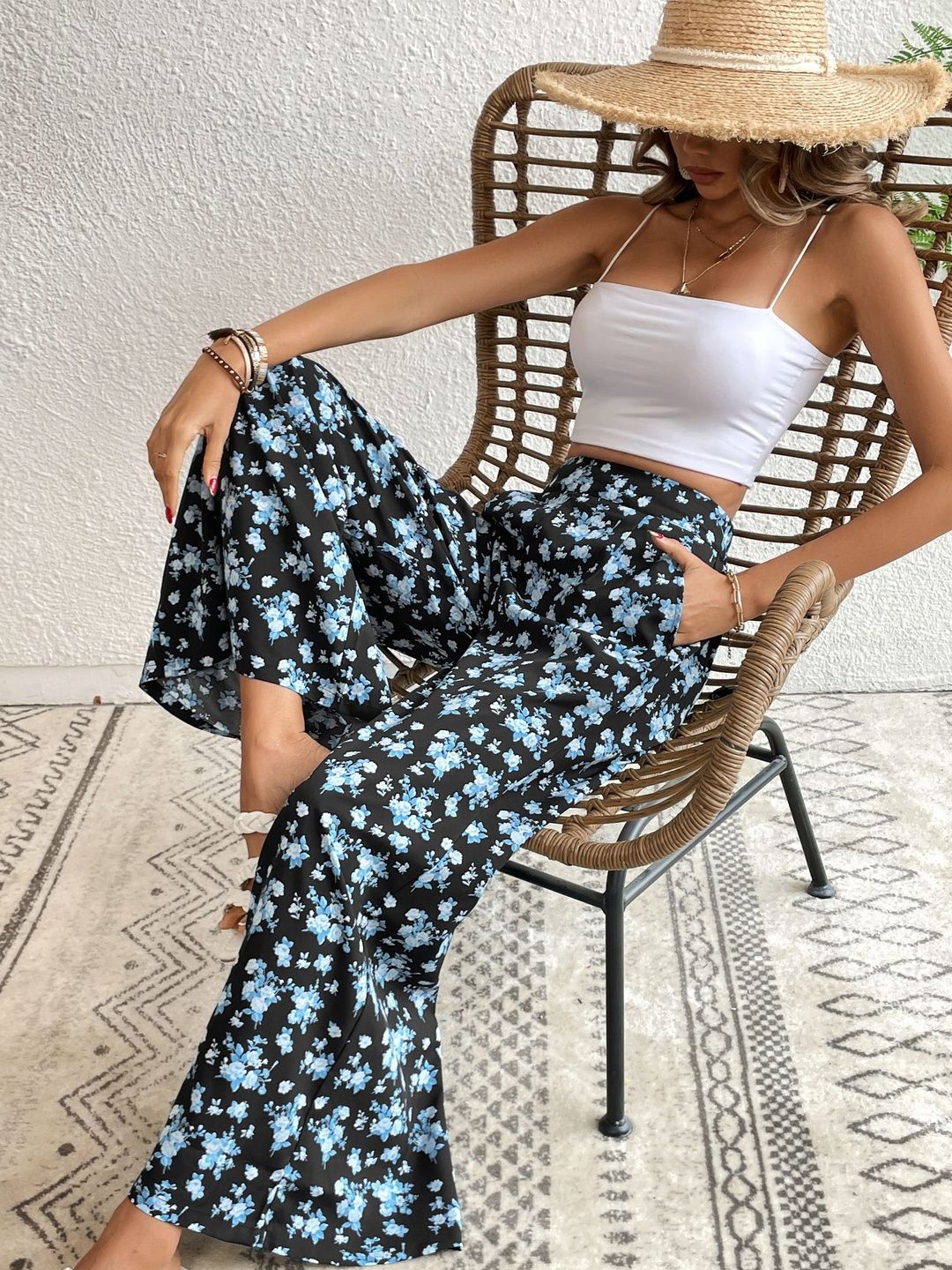 Women Floral Printed Non Iron Trousers