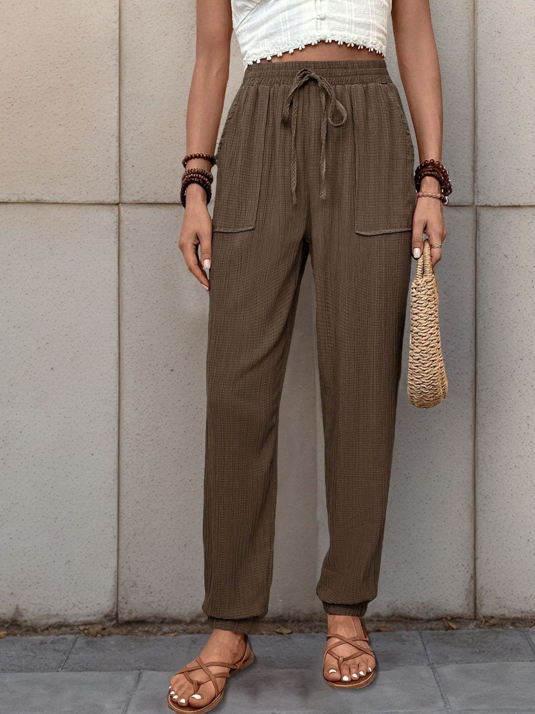 Women Textured Non Iron Trousers