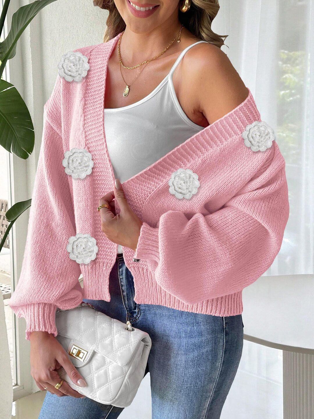 Women Cardigan with Applique Detail