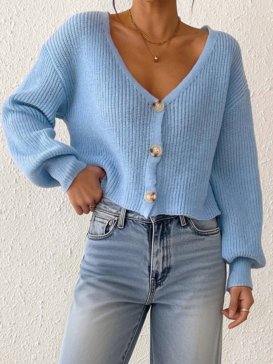 Women Ribbed Crop Cardigan