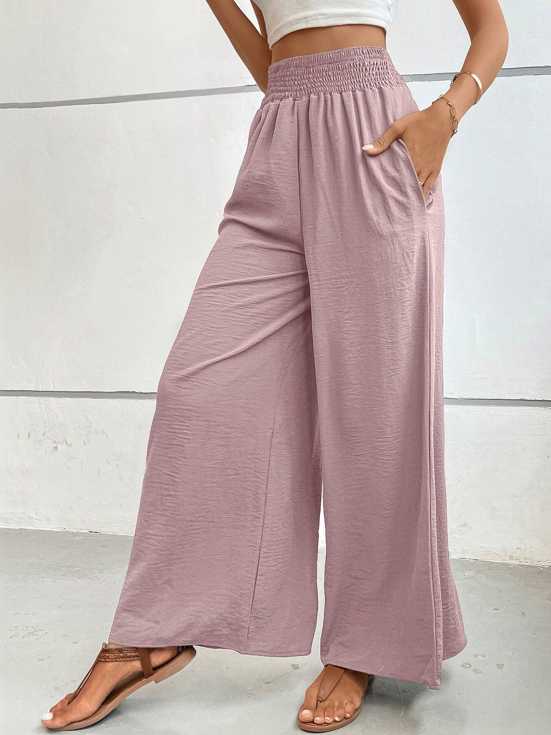 Women Loose Fit High-Rise Trousers