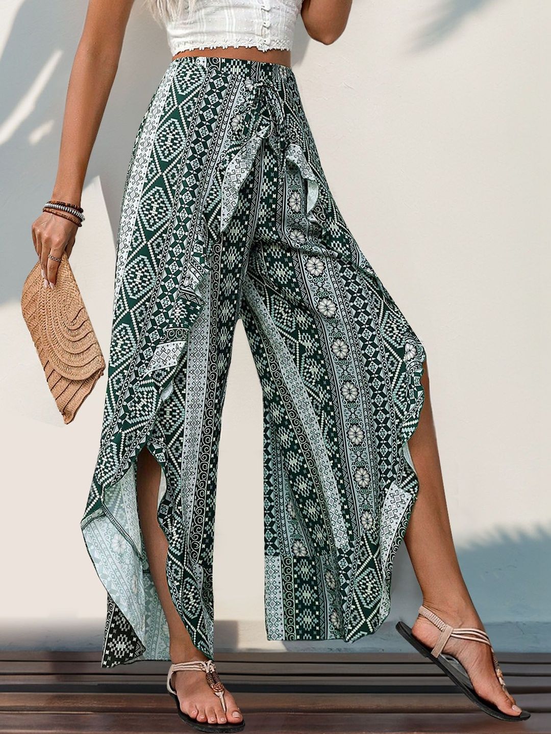 Women Ethnic Motifs Printed Non Iron Trousers