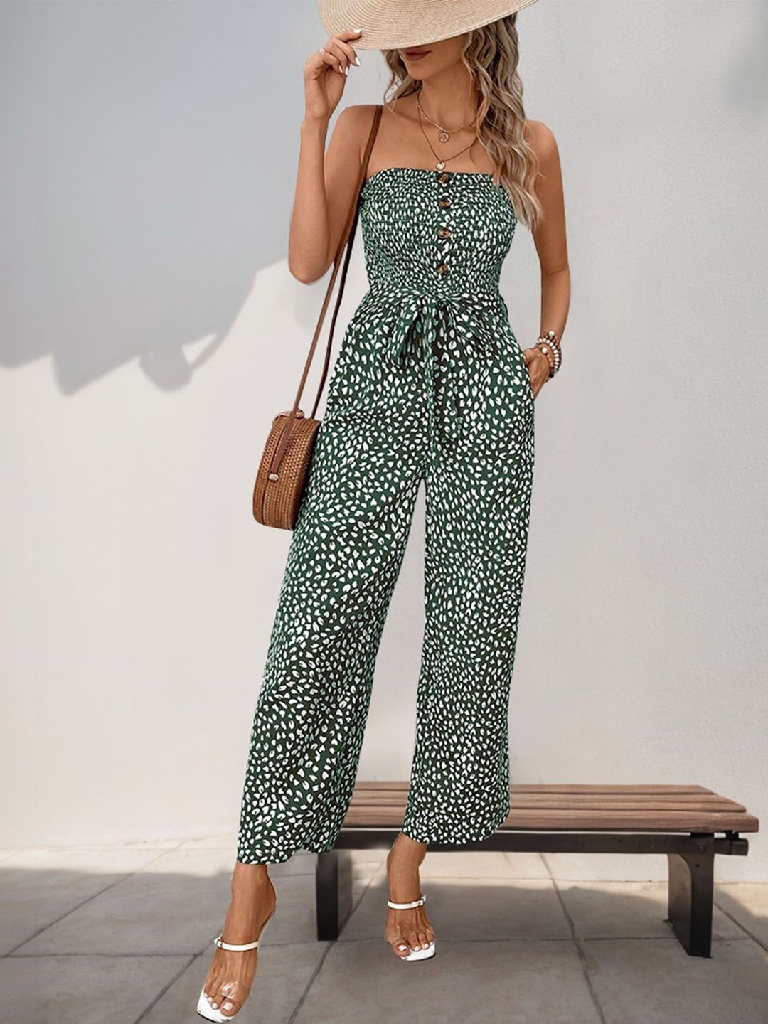 Strapless Printed Basic Jumpsuit