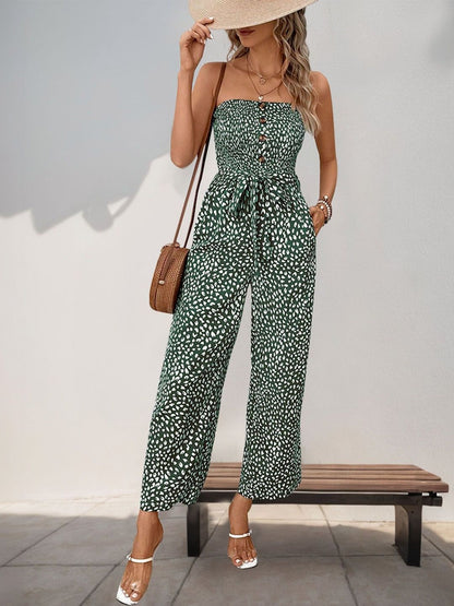 Strapless Printed Basic Jumpsuit