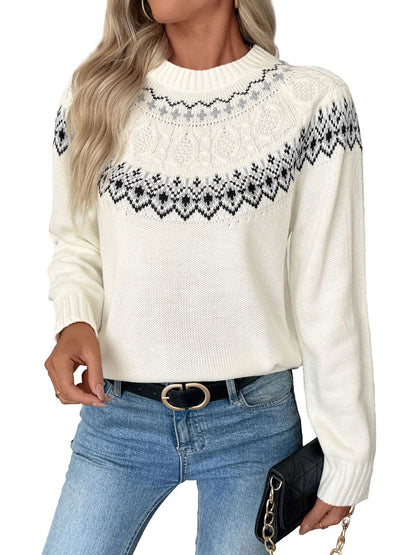 NOWI Fair Isle Printed Pullover - Nowi Korean Fashion