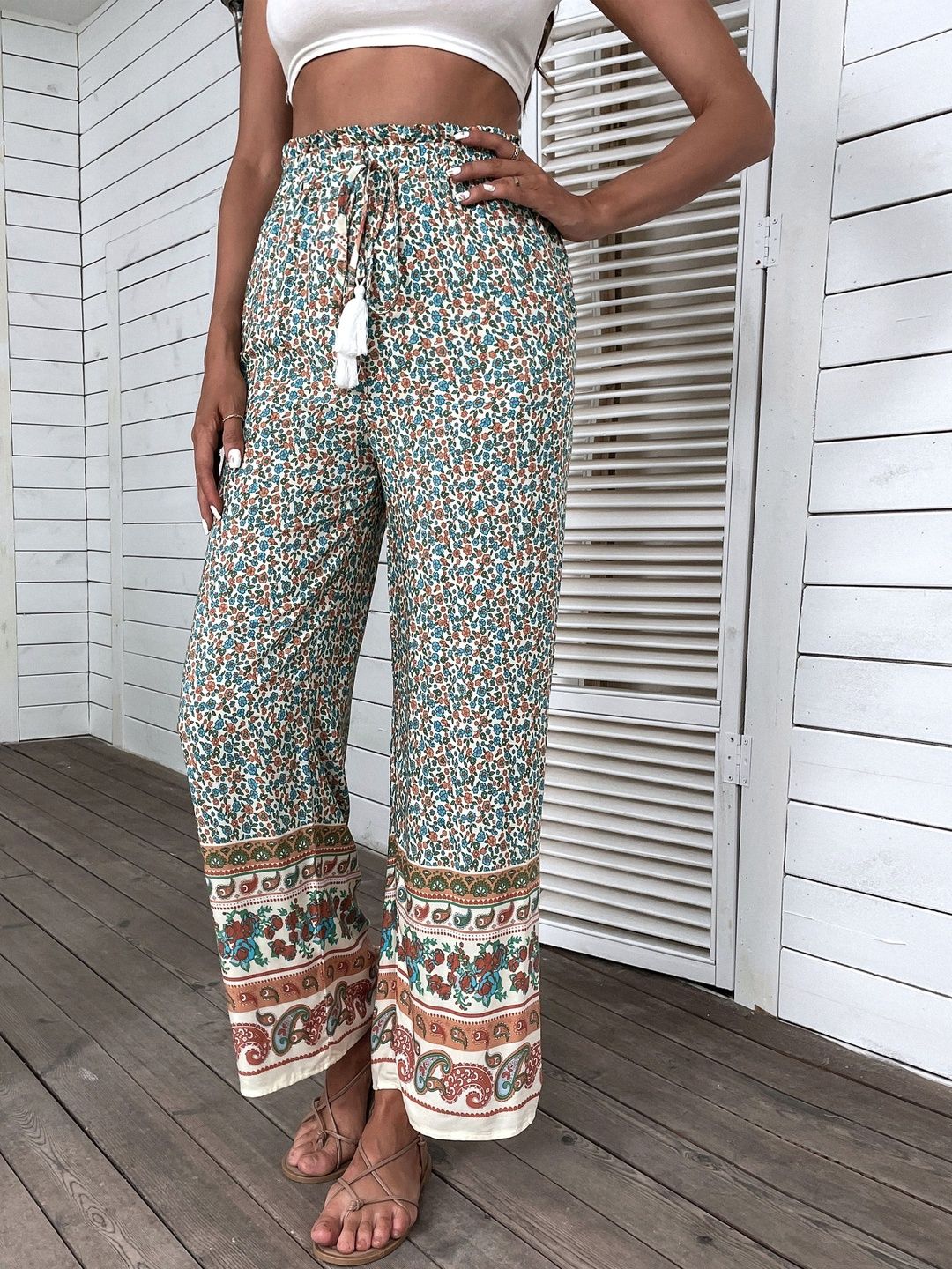 Women Floral Printed Non Iron Trousers