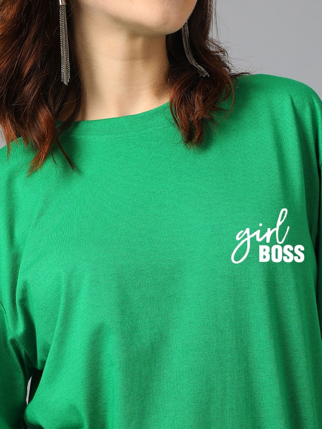 Women Typography Printed Drop-Shoulder Sleeves T-shirt
